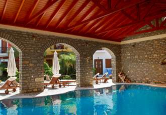 Pool, Iapetos Village, Symi Town, Symi, Greece.