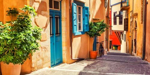 Beautiful cozy street in Chania, Crete