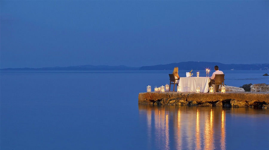 Private dining at the Aeolos Beach Resort in Corfu, Greece